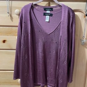 Jones New York  Purple Twin Set Cardigan/Sleeveless Top